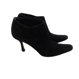 ISAAC MIZRAHI Size 7 Y2K Black Suede Heeled Ankle Boots Whimsigoth Witchy